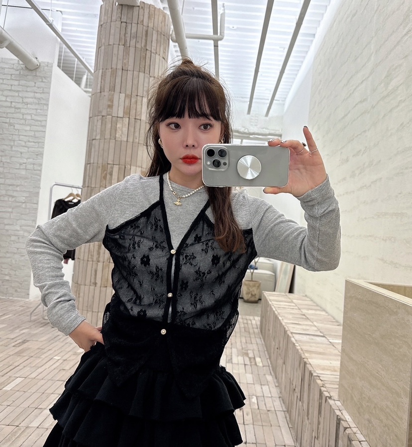 LOVABLE韓國直郵東大門代購女裝新款職業推薦熱賣長袖T恤羅紋LOVABLE長袖T恤