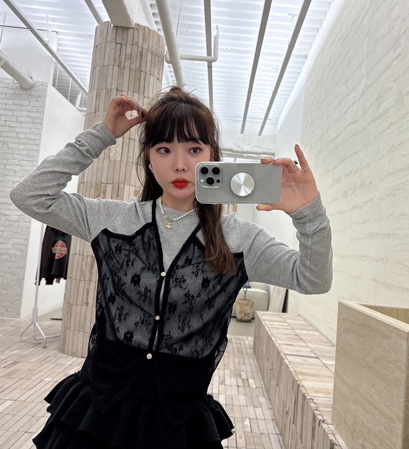LOVABLE韓國直郵東大門代購女裝新款職業推薦熱賣長袖T恤羅紋LOVABLE長袖T恤