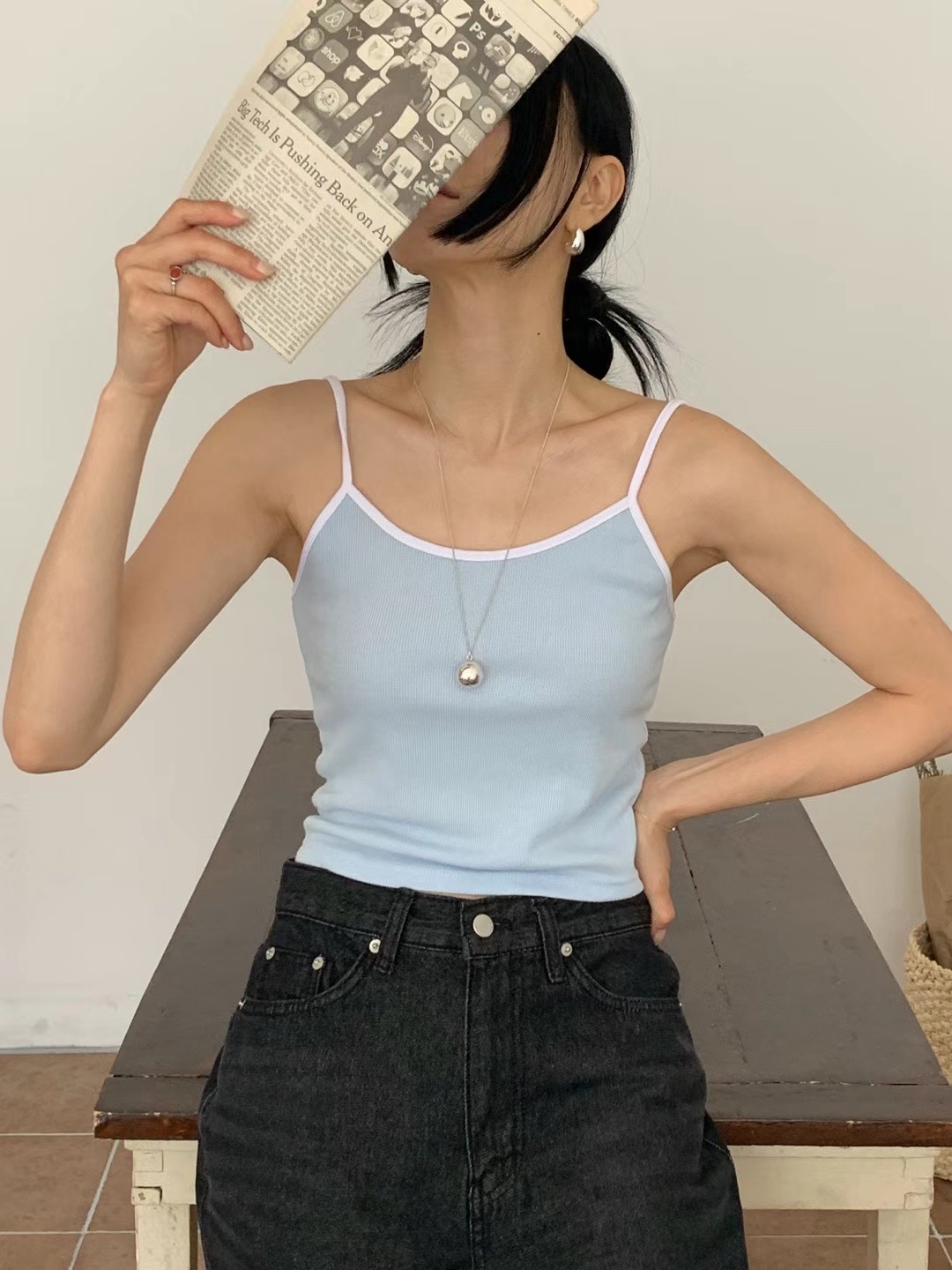 platform韓國直郵東大門代購女裝新款人氣推薦休閑吊帶背心platform吊帶/背心