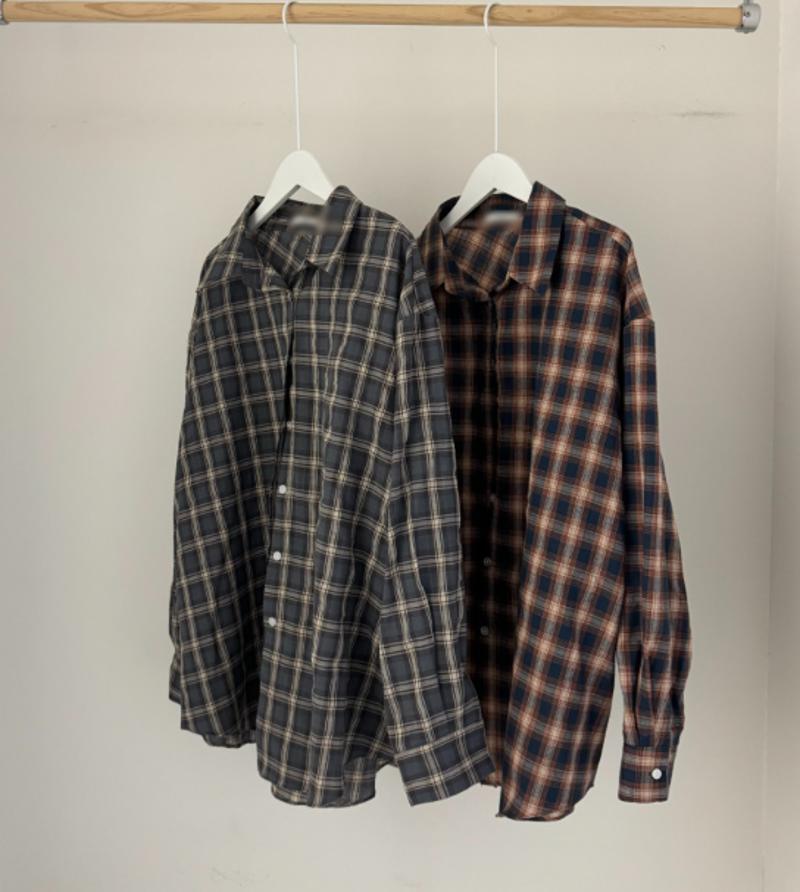 PEETS韓國直郵東大門代購女裝新品24秋冬熱賣襯衫蕾絲衫格紋PEETS襯衫/蕾絲衫