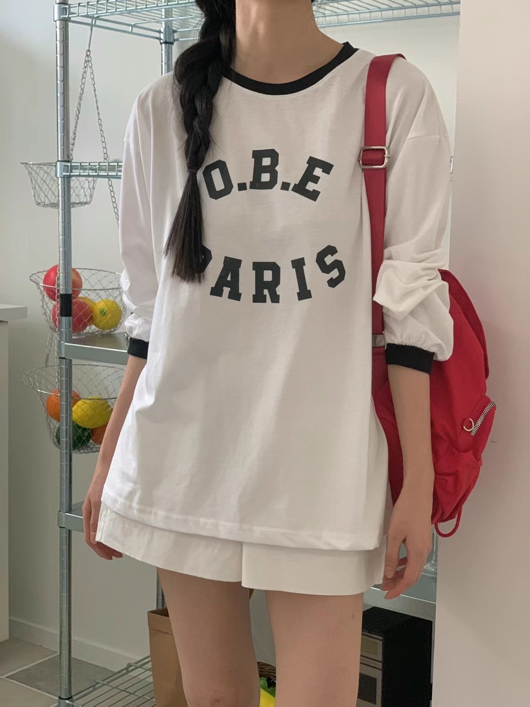 OBE直郵韓國代購女裝新款熱賣24秋冬休閑真品職業長袖T恤OBE長袖T恤圖色3