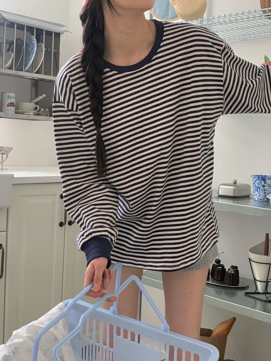 OBE韓國直郵東大門實拍女裝新款24秋冬推薦職業真品長袖T恤OBE長袖T恤