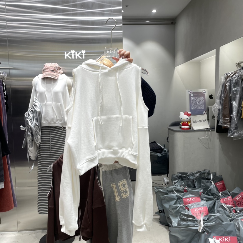 KiKi韓國直郵東大門實拍女裝新品職業24秋冬真品衛衣天鵝絨KIKI衛衣