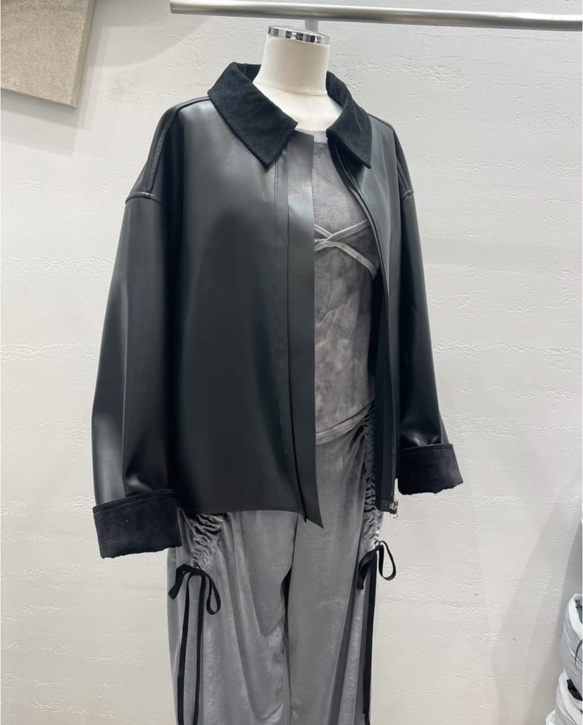 OEUF韓國直郵東大門實拍女裝新品人氣真品熱賣夾克燈芯絨皮革OEUF夾克