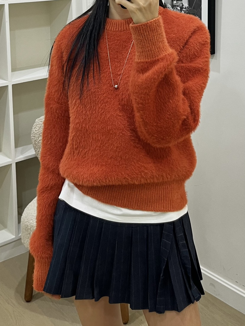 MARRON韓國直郵東大門代購女裝新品真品24秋冬針織衫安哥拉PIN-UP針織衫