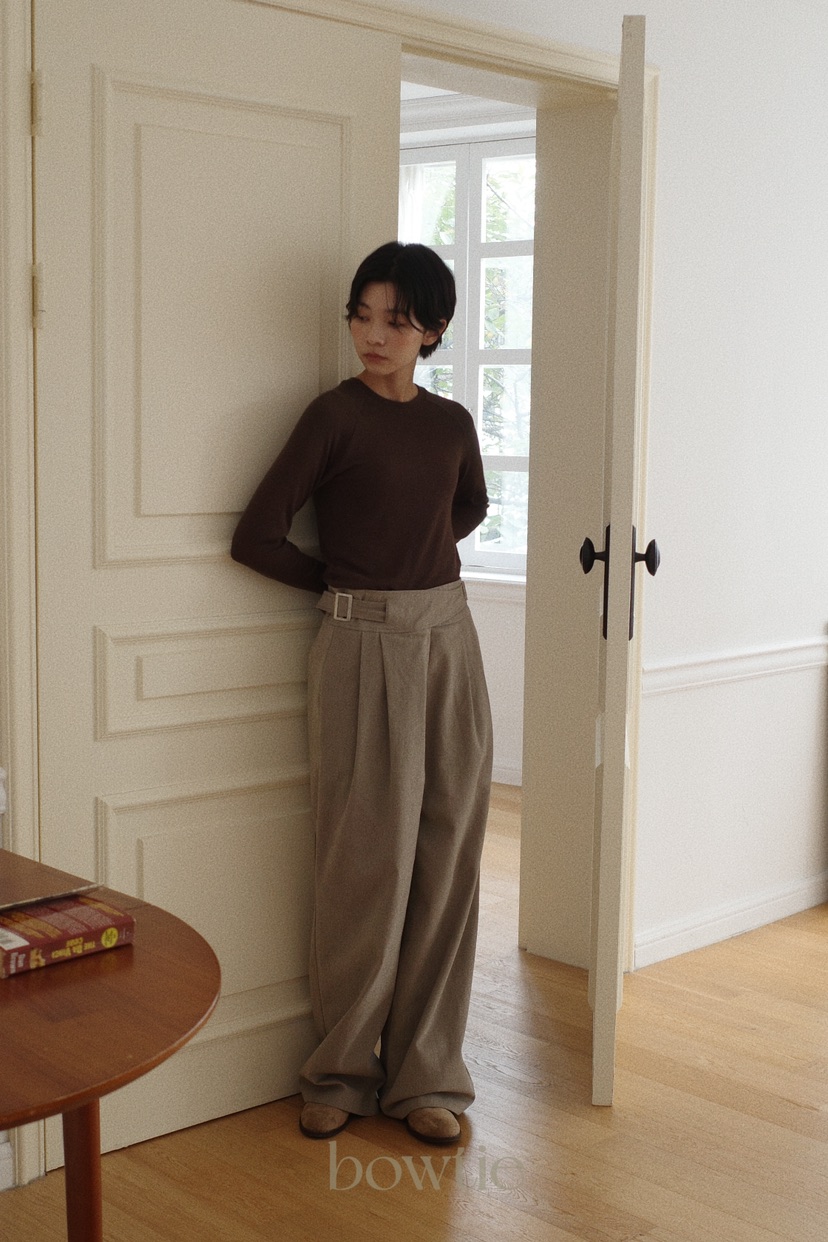 BOWTIE韓國直郵東大門代購女裝新款真品24秋冬長袖T恤羊毛GLITTER長袖T恤