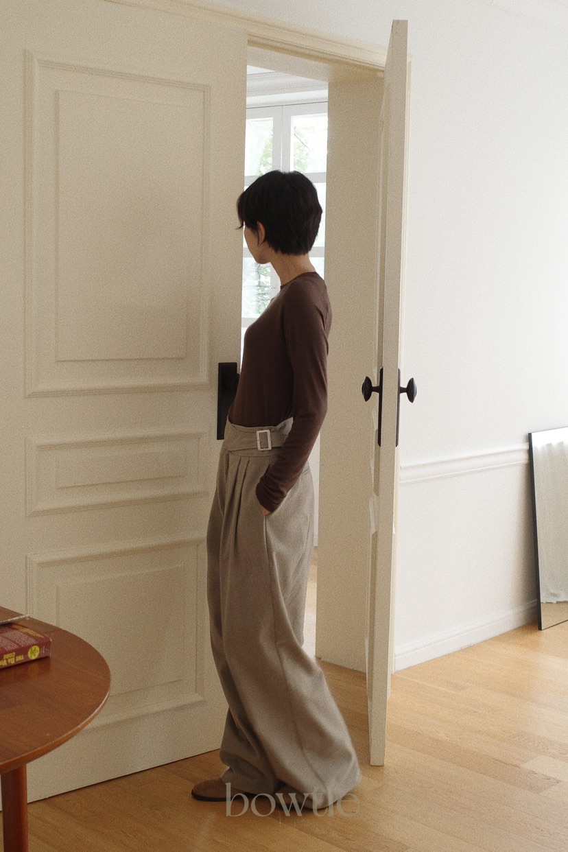 BOWTIE韓國直郵東大門代購女裝新款真品24秋冬長袖T恤羊毛GLITTER長袖T恤