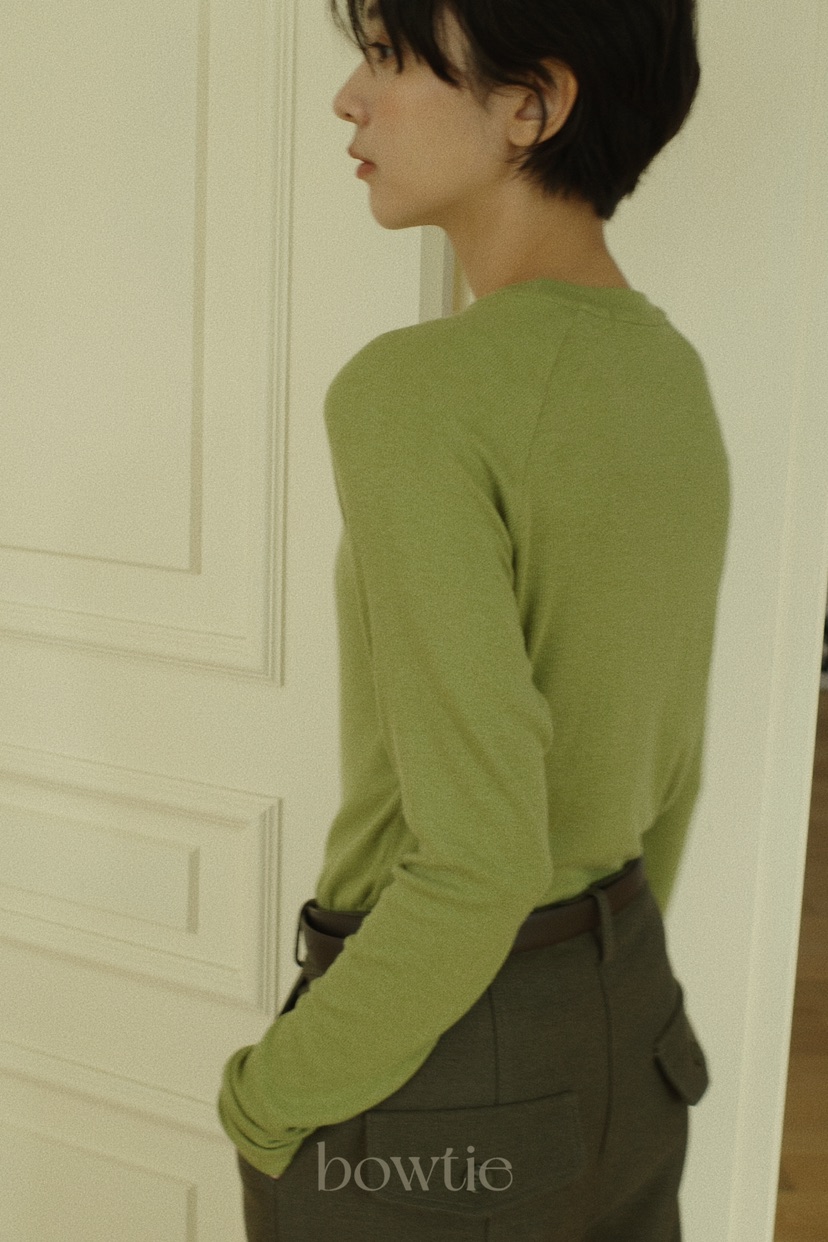 BOWTIE韓國直郵東大門代購女裝新款真品24秋冬長袖T恤羊毛GLITTER長袖T恤