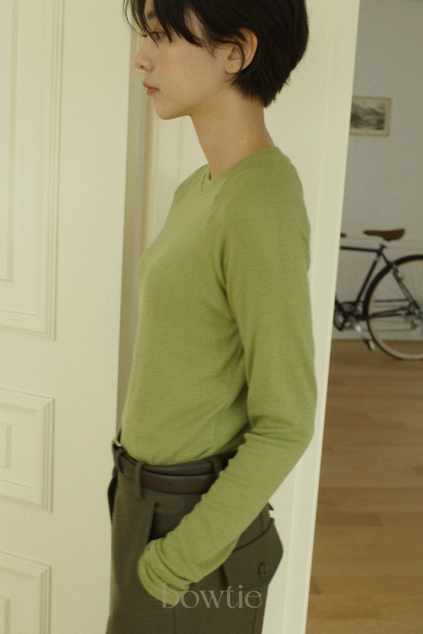 BOWTIE韓國直郵東大門代購女裝新款真品24秋冬長袖T恤羊毛GLITTER長袖T恤