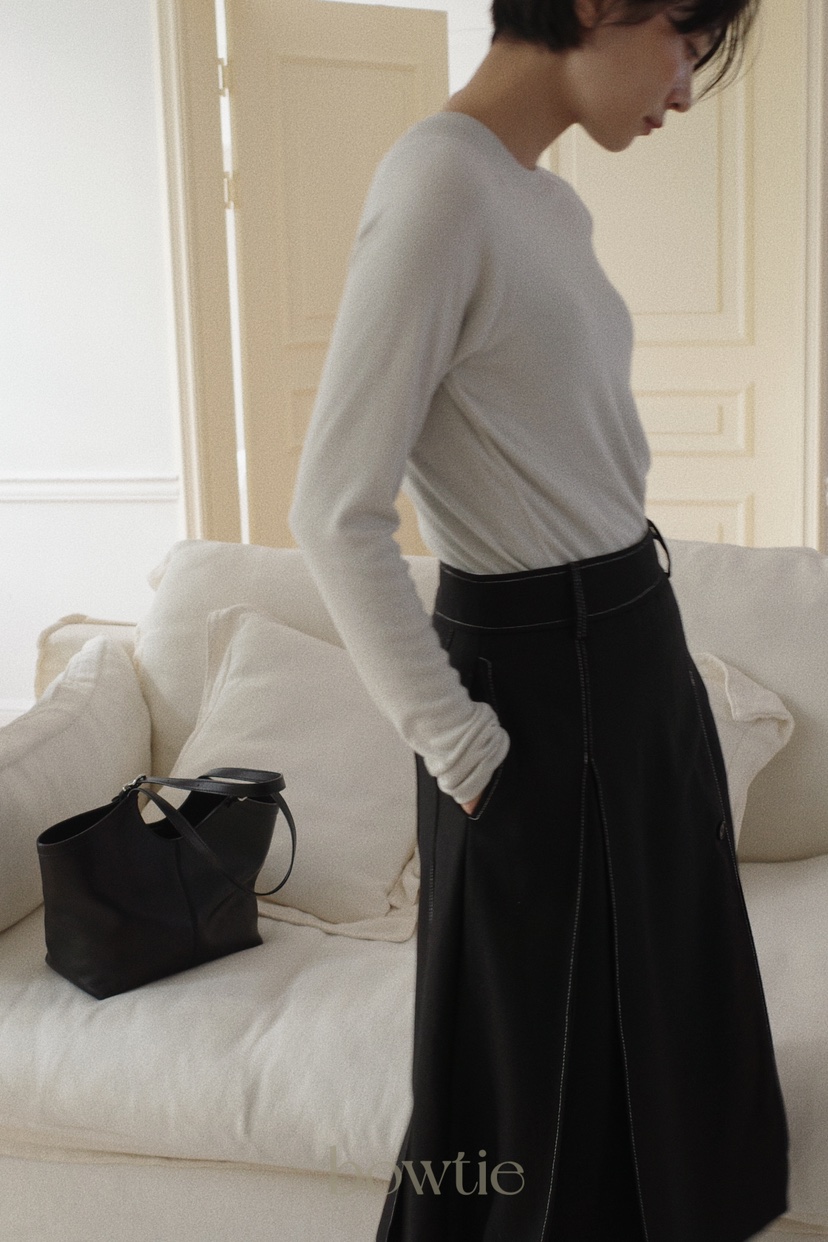 BOWTIE韓國直郵東大門代購女裝新款真品24秋冬長袖T恤羊毛GLITTER長袖T恤