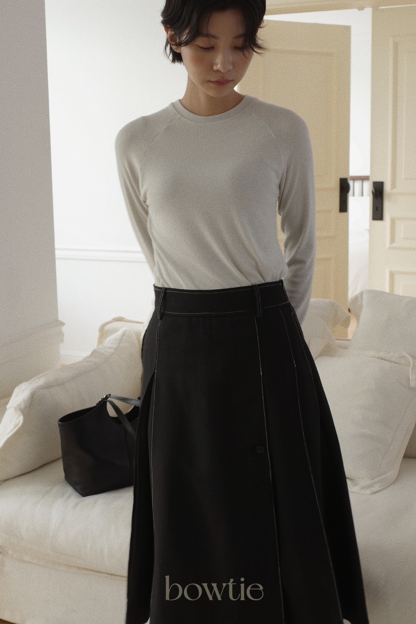 BOWTIE韓國直郵東大門代購女裝新款真品24秋冬長袖T恤羊毛GLITTER長袖T恤