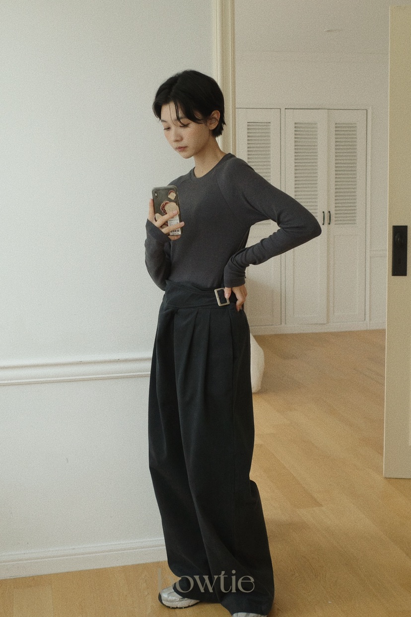 BOWTIE韓國直郵東大門代購女裝新款真品24秋冬長袖T恤羊毛GLITTER長袖T恤