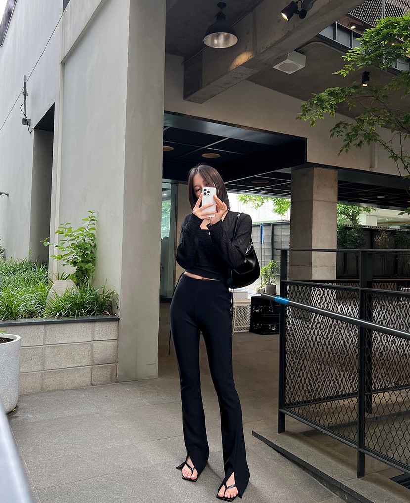 MARRON韓國直郵東大門實拍女裝新款24秋冬打底褲鯊魚褲羅紋PIN-UP打底褲/鯊魚褲