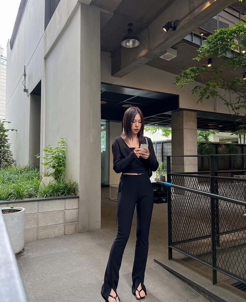 MARRON韓國直郵東大門實拍女裝新款24秋冬打底褲鯊魚褲羅紋PIN-UP打底褲/鯊魚褲