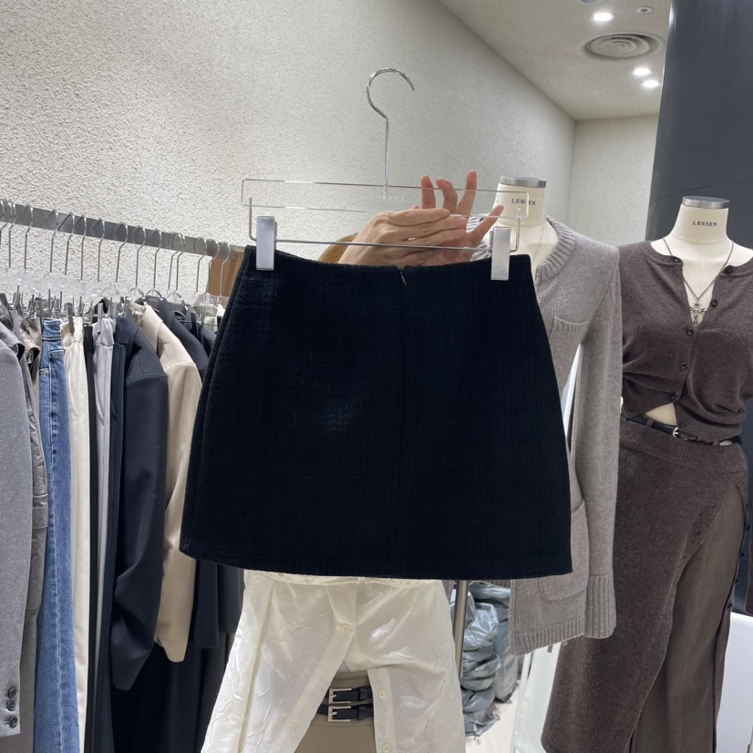 LESSEN直郵韓國代購女裝新品休閑人氣時尚24秋冬短裙花呢CLAFO短裙