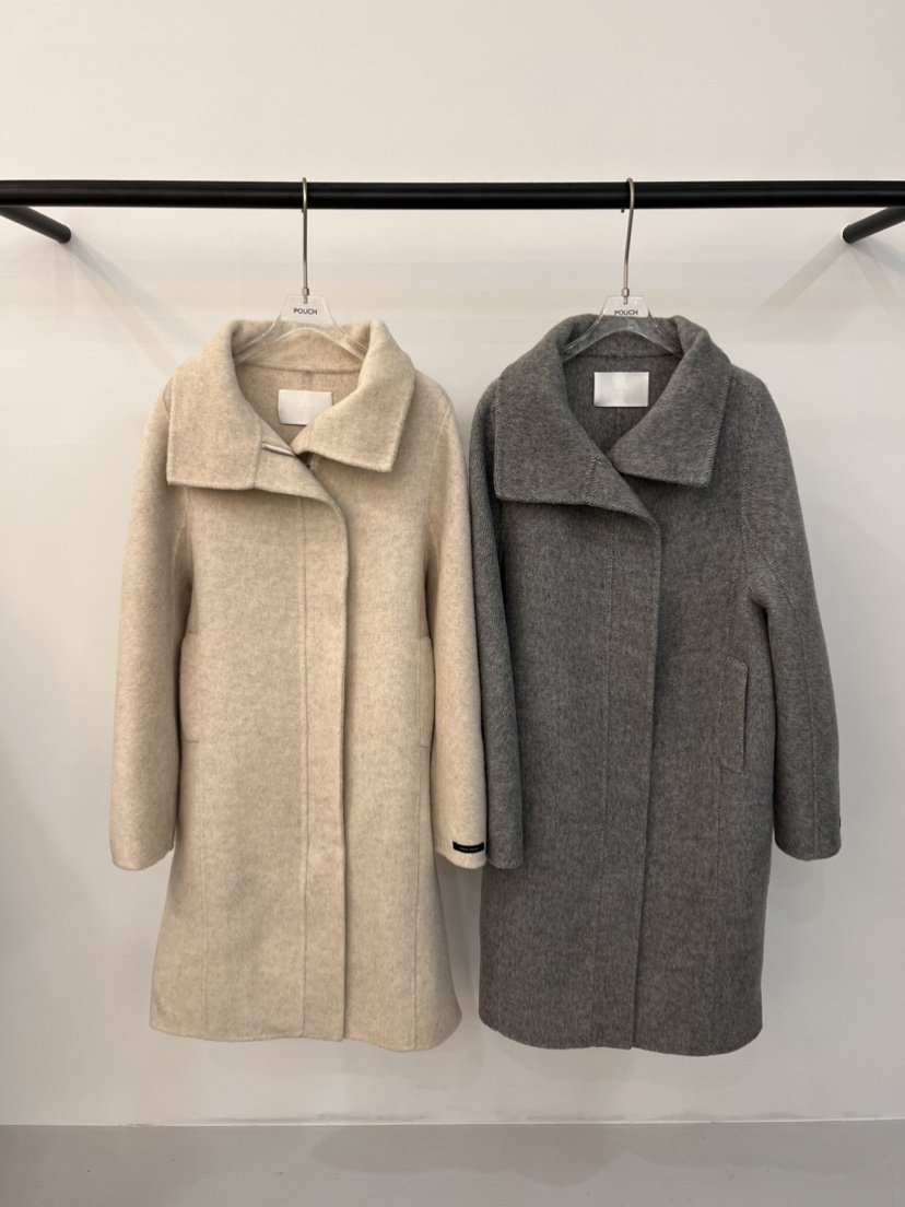 POUCH直郵韓國代購女裝新品熱賣真品人氣職業中長款大衣可拆卸POUCH中長款大衣