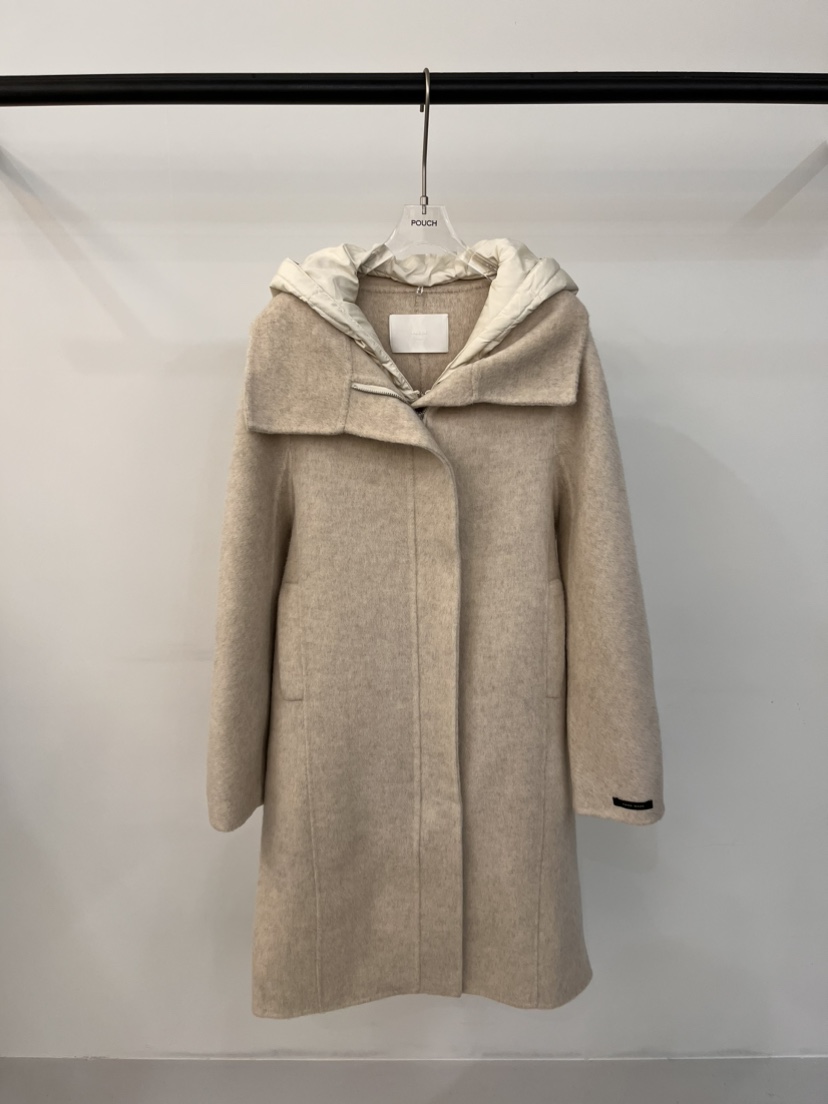 POUCH直郵韓國代購女裝新品熱賣真品人氣職業中長款大衣可拆卸POUCH中長款大衣圖色1