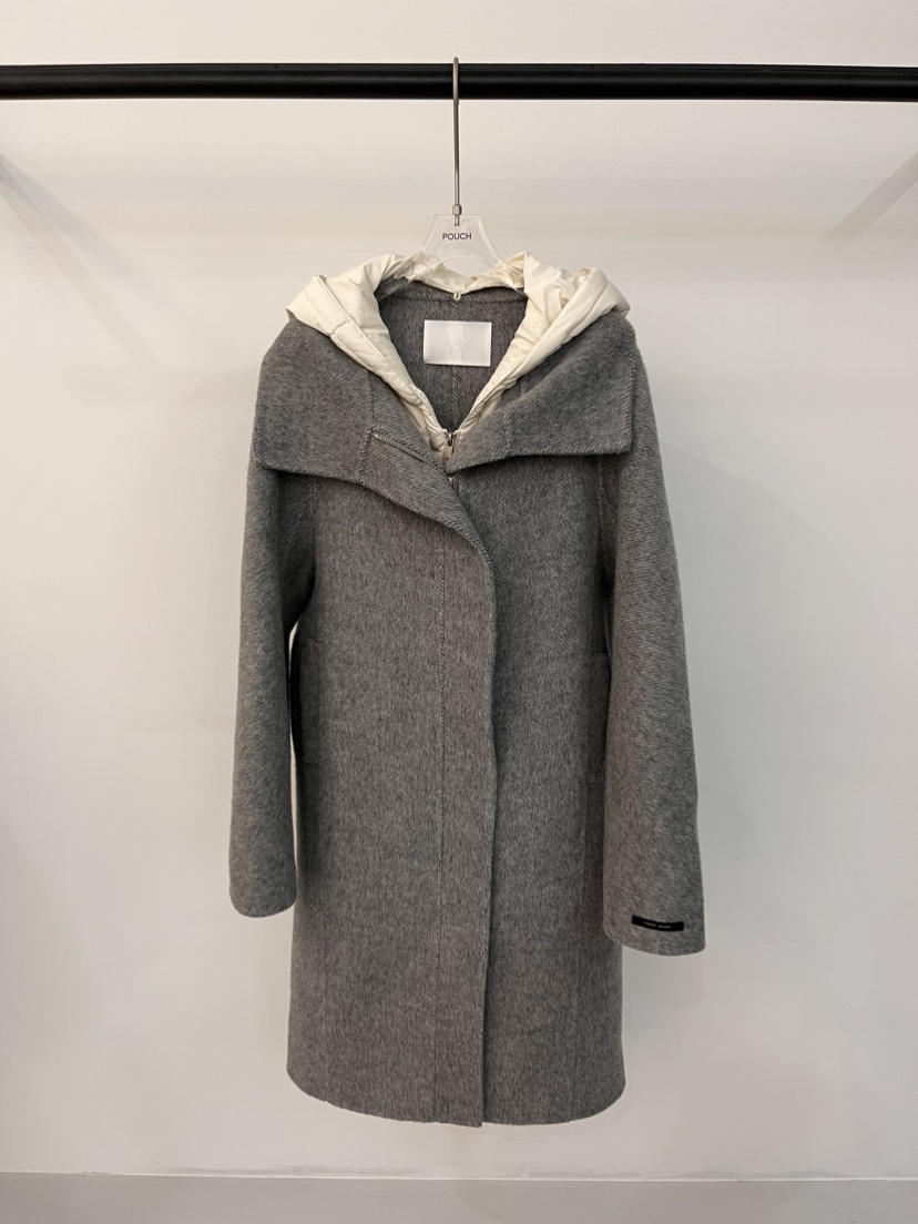 POUCH直郵韓國代購女裝新品熱賣真品人氣職業中長款大衣可拆卸POUCH中長款大衣圖色2