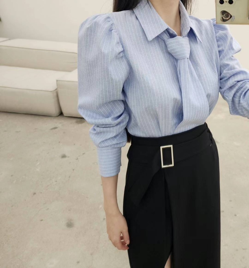 AMY COMPANY韓國直郵女裝新品推薦真品熱賣襯衫蕾絲衫含領帶MABE襯衫/蕾絲衫