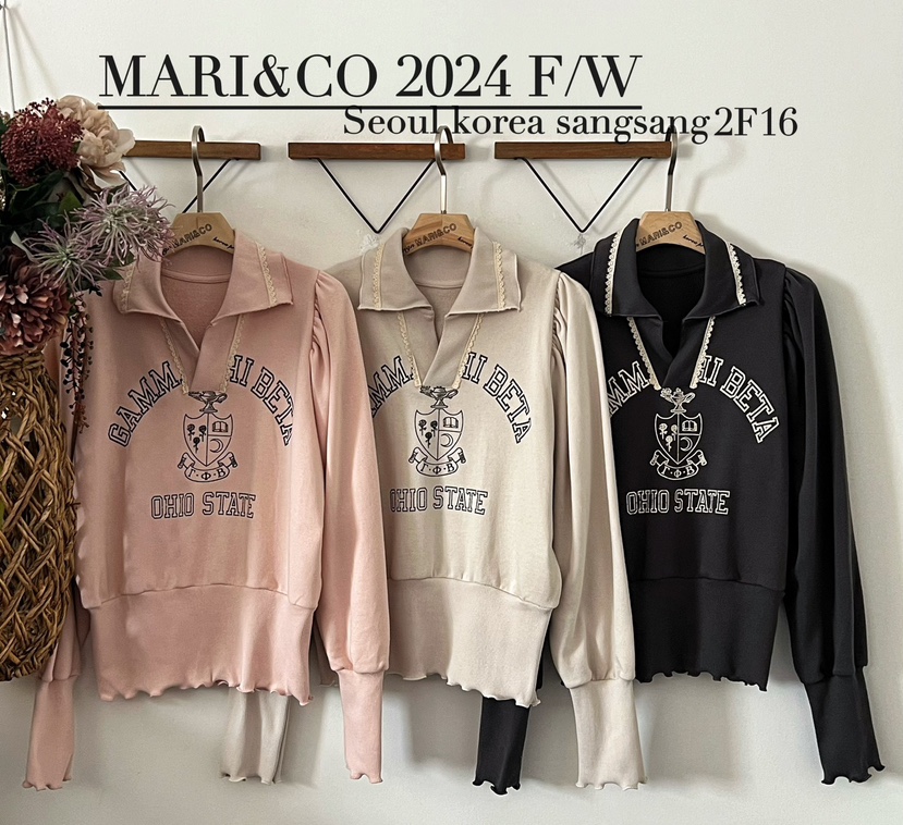 MARI CO韓國直郵女裝新品24秋冬時尚推薦真品休閑長袖T恤ARANCIA長袖T恤