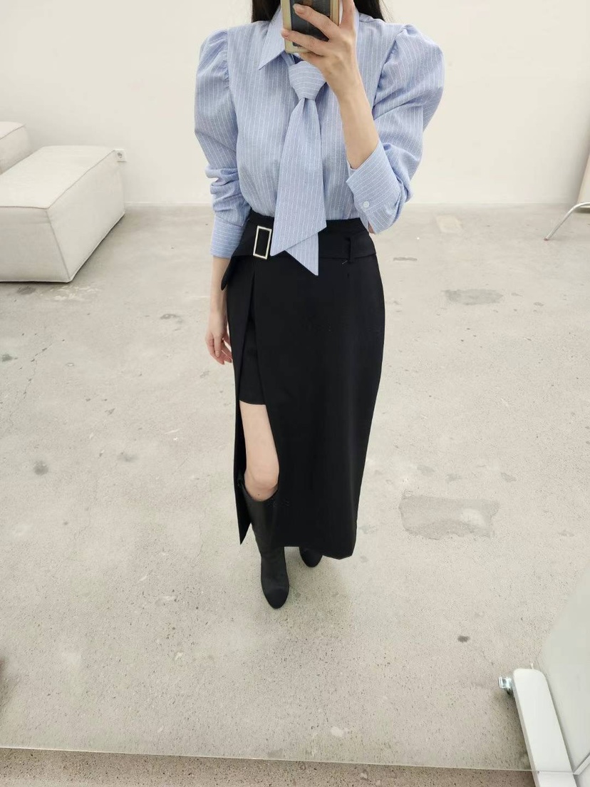 AMY COMPANY韓國直郵女裝新品熱賣真品職業推薦長裙含腰帶MABE長裙