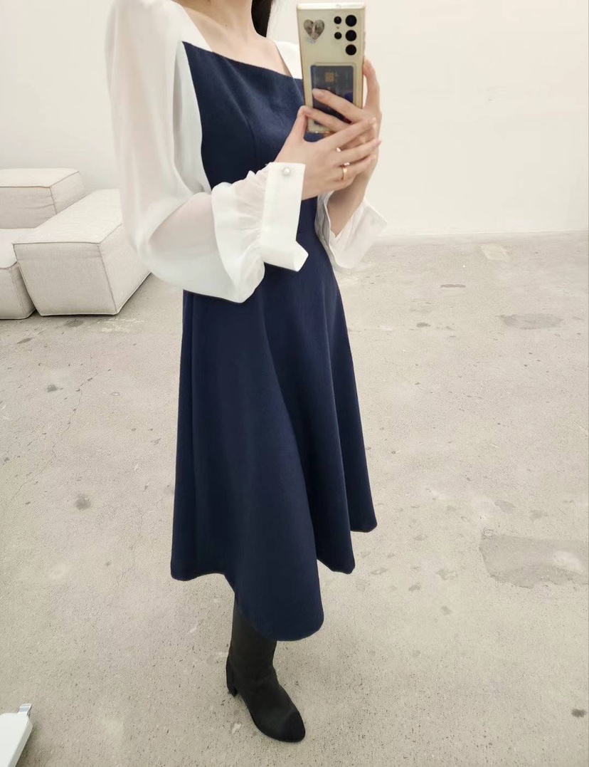 AMY COMPANY直郵韓國代購女裝新款24秋冬職業連衣裙透視MABE連衣裙