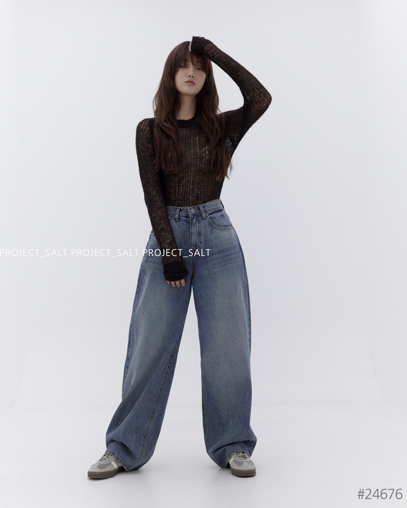PROJECTSALT韓國直郵東大門代購女裝新品職業熱賣24秋冬牛仔褲PROJECTSALT牛仔褲