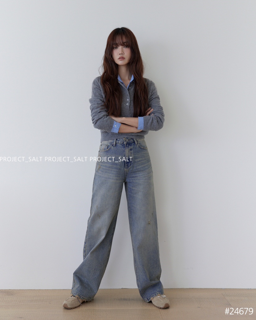 PROJECTSALT韓國直郵東大門實拍女裝新品人氣熱賣24秋冬牛仔褲PROJECTSALT牛仔褲