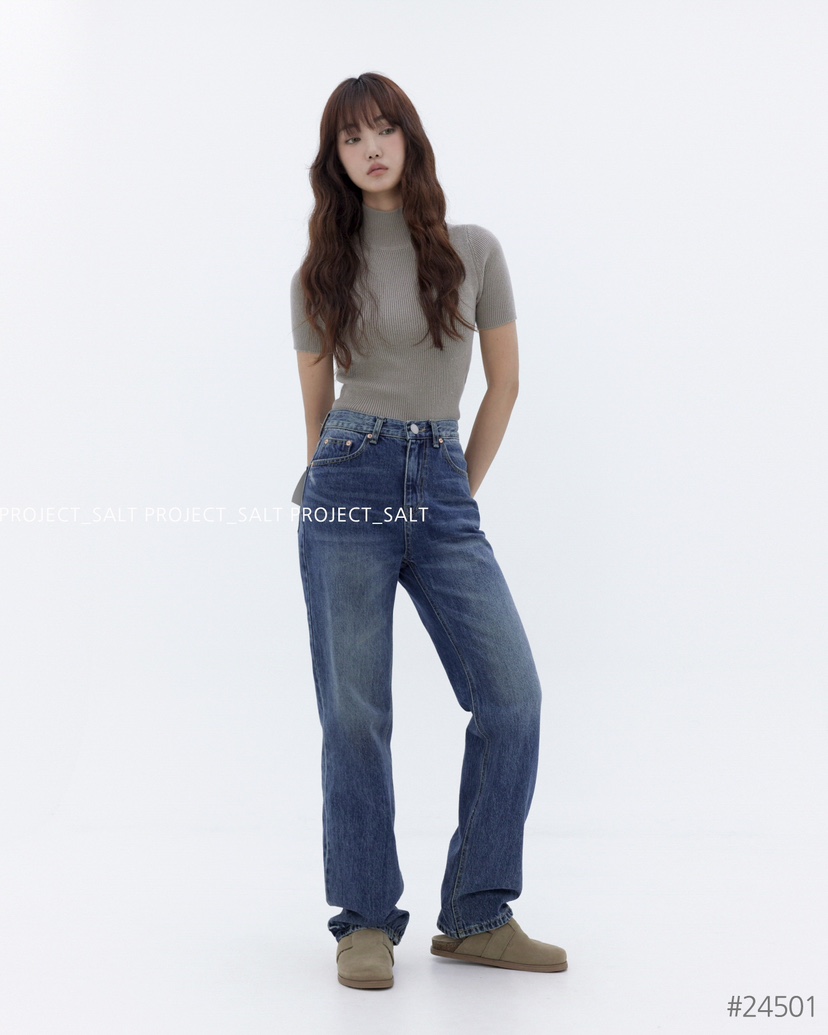 PROJECTSALT直郵韓國代購女裝新品職業熱賣推薦時尚24秋冬牛仔褲PROJECTSALT牛仔褲