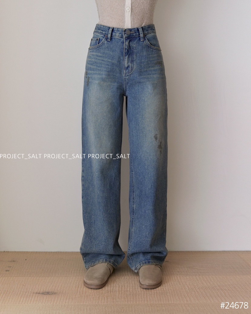 PROJECTSALT韓國直郵女裝新款真品熱賣時尚24秋冬職業牛仔褲PROJECTSALT牛仔褲
