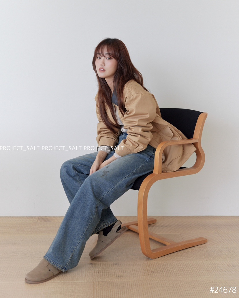 PROJECTSALT韓國直郵女裝新款真品熱賣時尚24秋冬職業牛仔褲PROJECTSALT牛仔褲