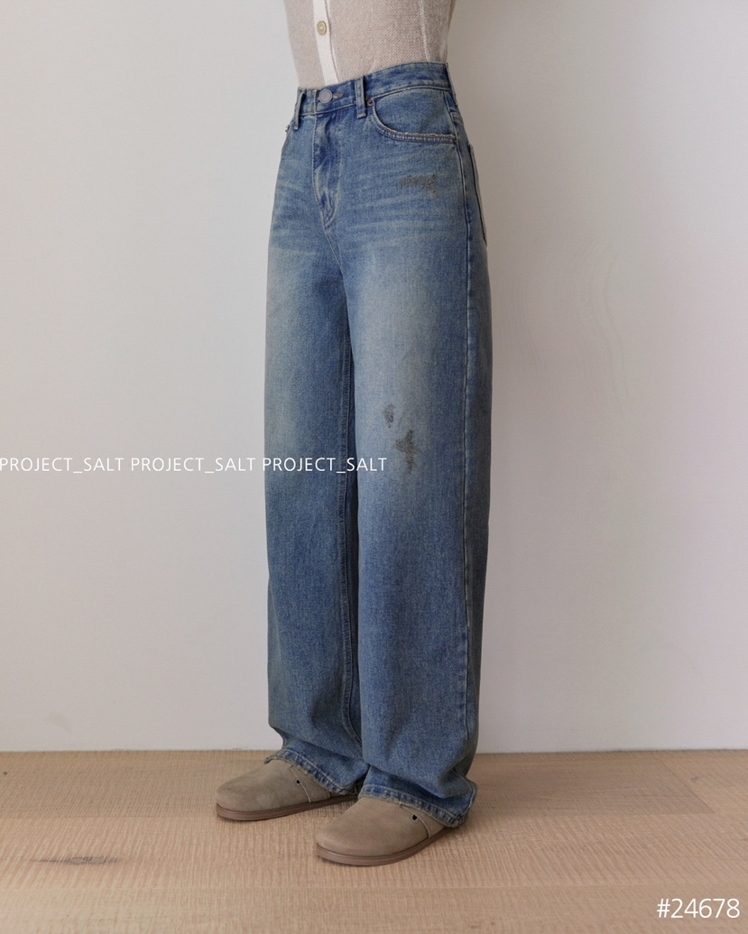 PROJECTSALT韓國直郵女裝新款真品熱賣時尚24秋冬職業牛仔褲PROJECTSALT牛仔褲
