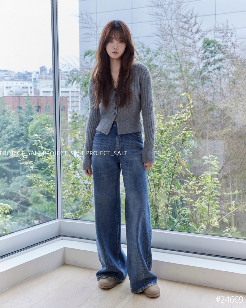 PROJECTSALT直郵韓國代購女裝新款人氣熱賣推薦職業24秋冬牛仔褲PROJECTSALT牛仔褲