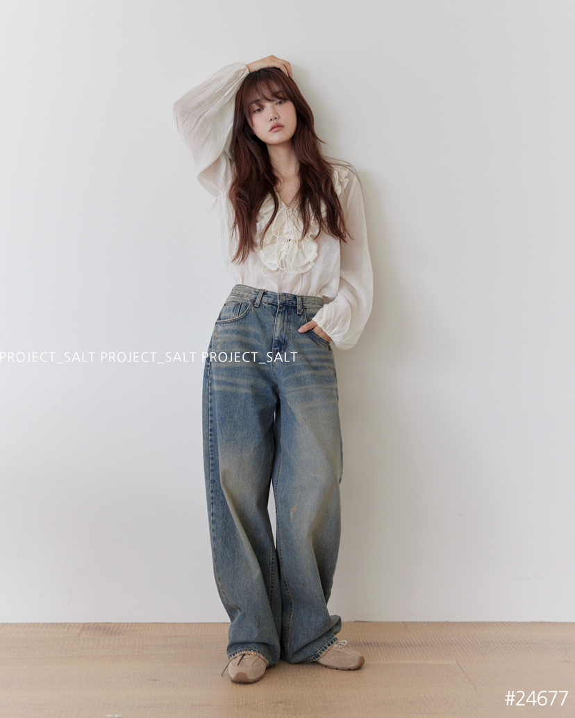 PROJECTSALT直郵韓國代購女裝新款24秋冬職業推薦時尚牛仔褲PROJECTSALT牛仔褲
