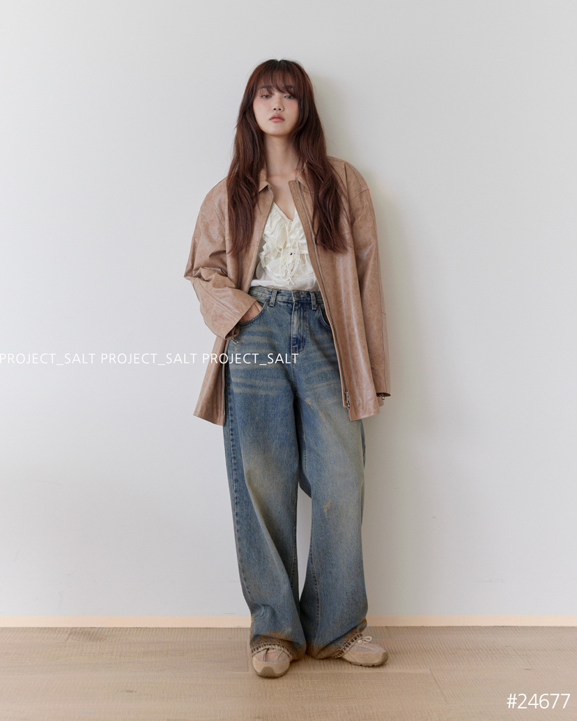 PROJECTSALT直郵韓國代購女裝新款24秋冬職業推薦時尚牛仔褲PROJECTSALT牛仔褲