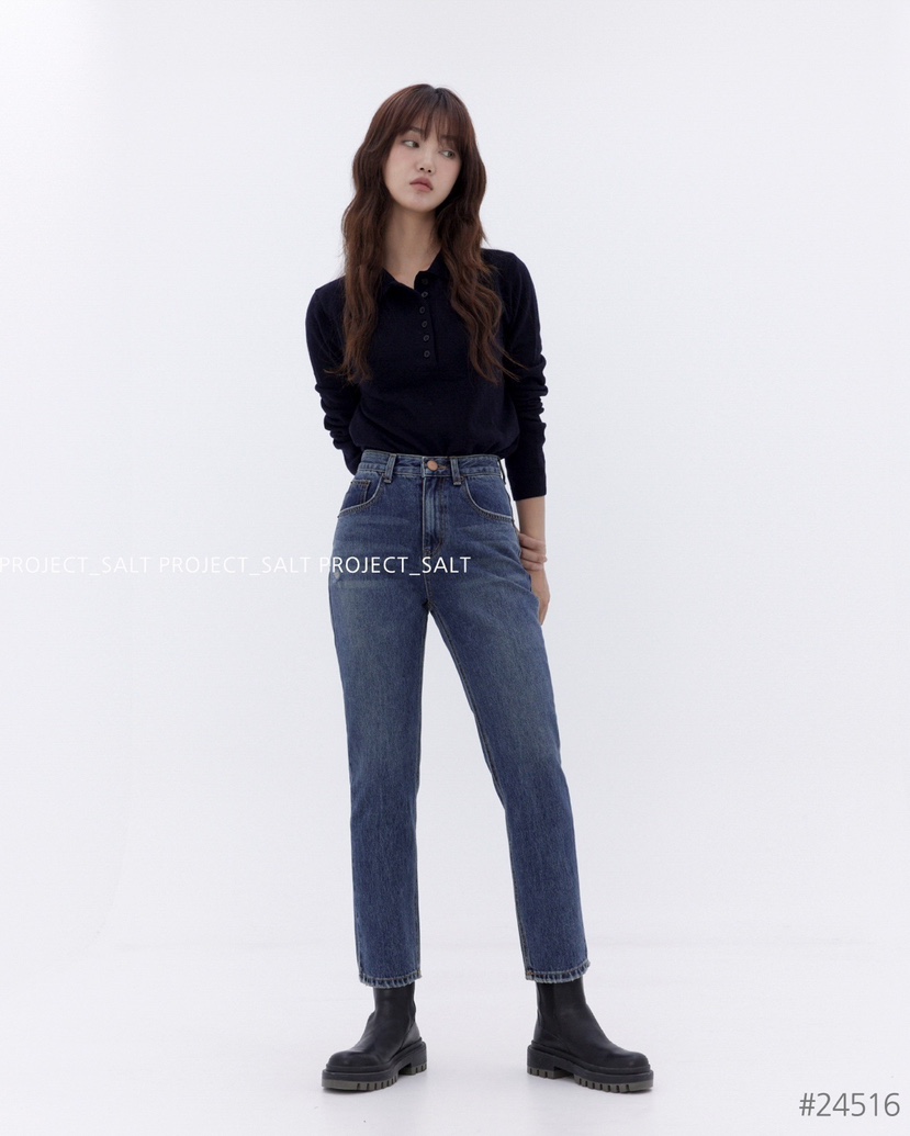 PROJECTSALT韓國直郵女裝新品人氣推薦真品熱賣時尚24秋冬牛仔褲PROJECTSALT牛仔褲
