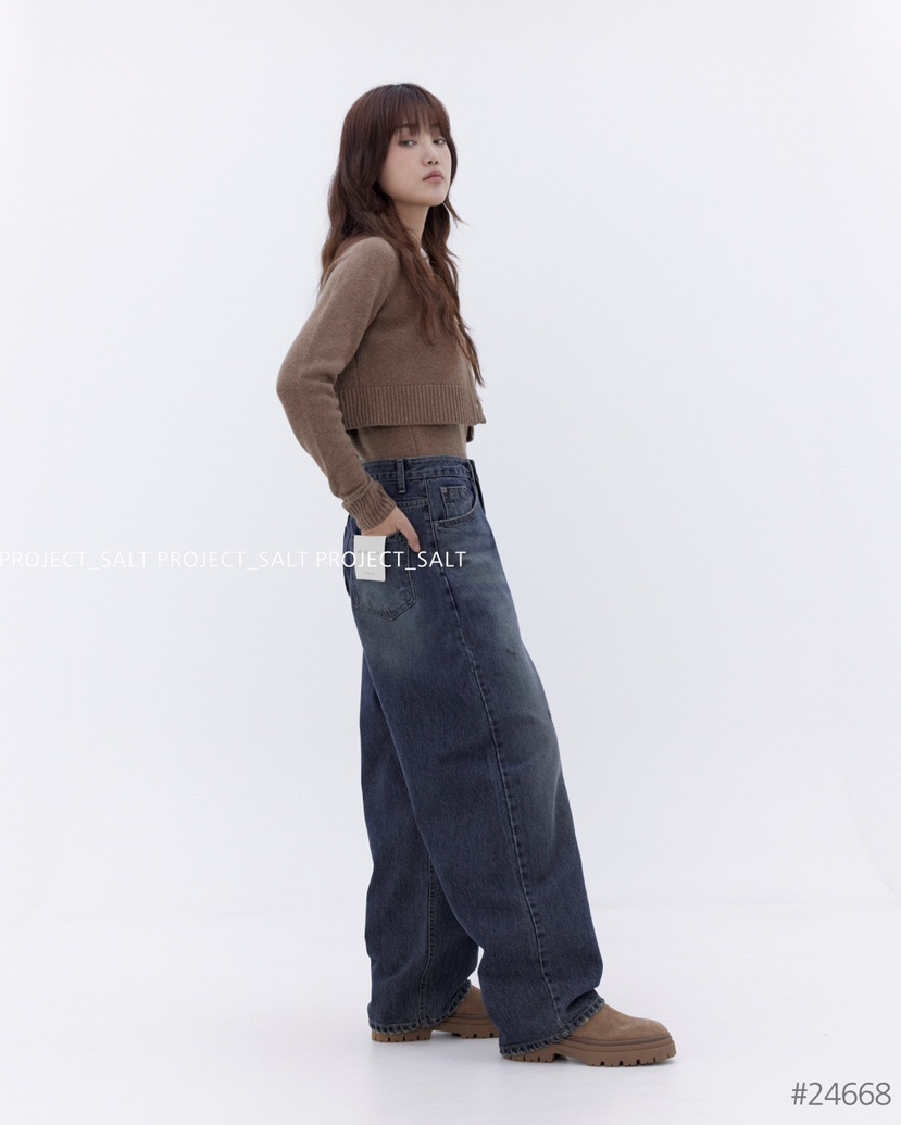 PROJECTSALT直郵韓國代購女裝新品推薦熱賣休閑職業24秋冬牛仔褲PROJECTSALT牛仔褲