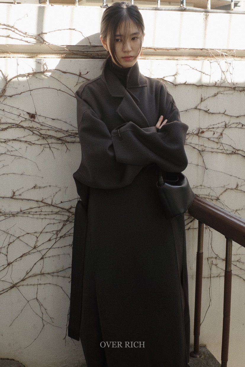 OVER RICH韓國直郵女裝新品24秋冬推薦時尚人氣中長款大衣OVER RICH中長款大衣
