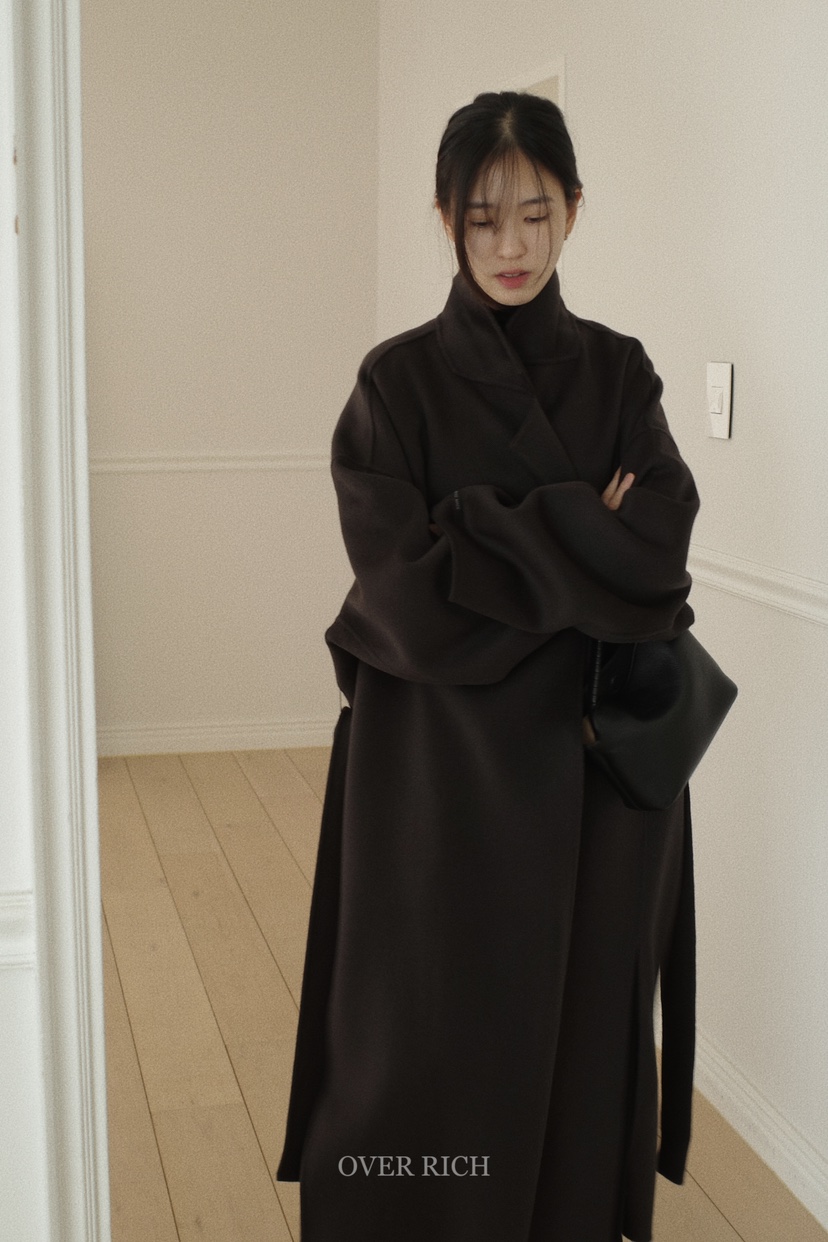 OVER RICH韓國直郵女裝新品24秋冬推薦時尚人氣中長款大衣OVER RICH中長款大衣