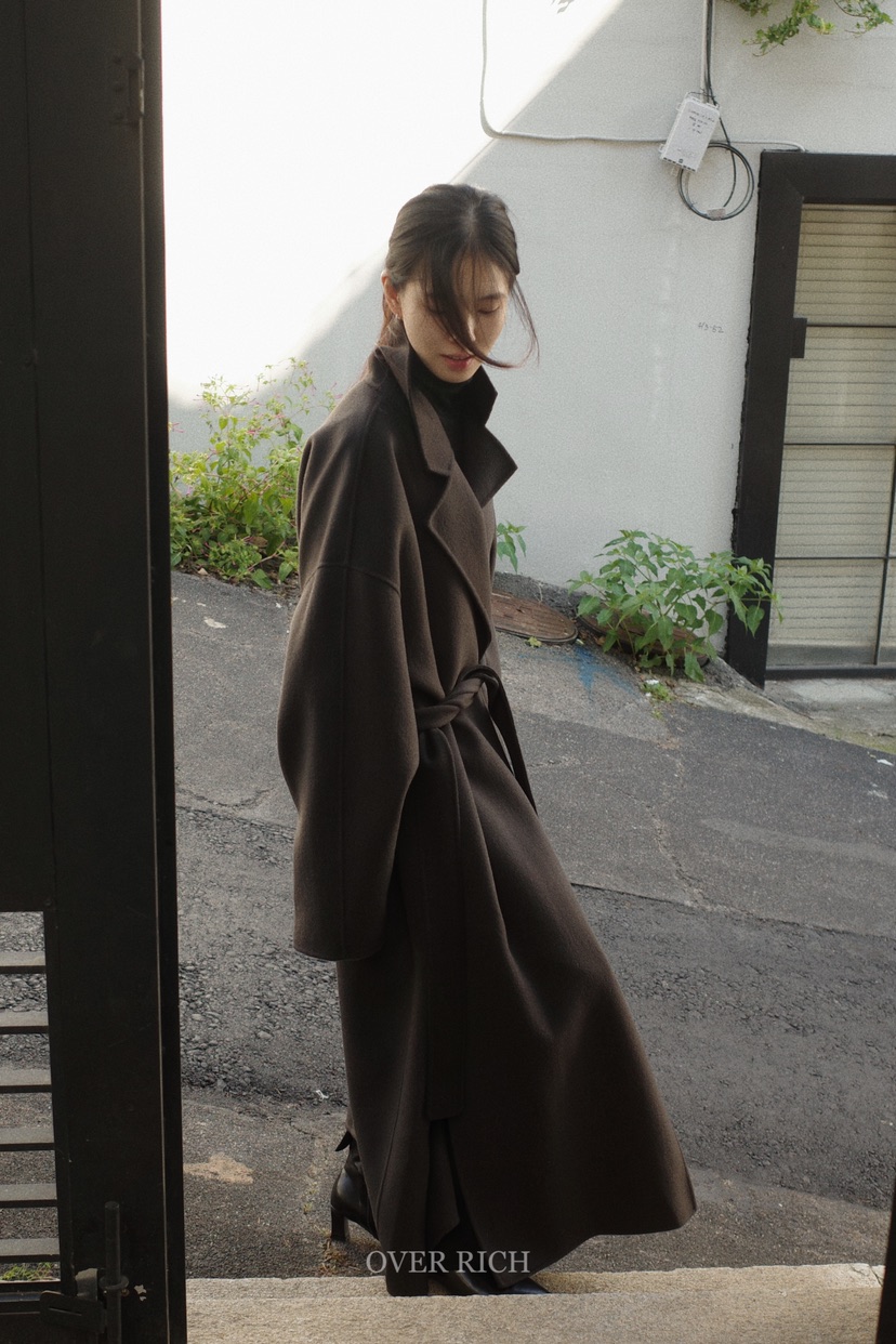 OVER RICH韓國直郵女裝新品24秋冬推薦時尚人氣中長款大衣OVER RICH中長款大衣