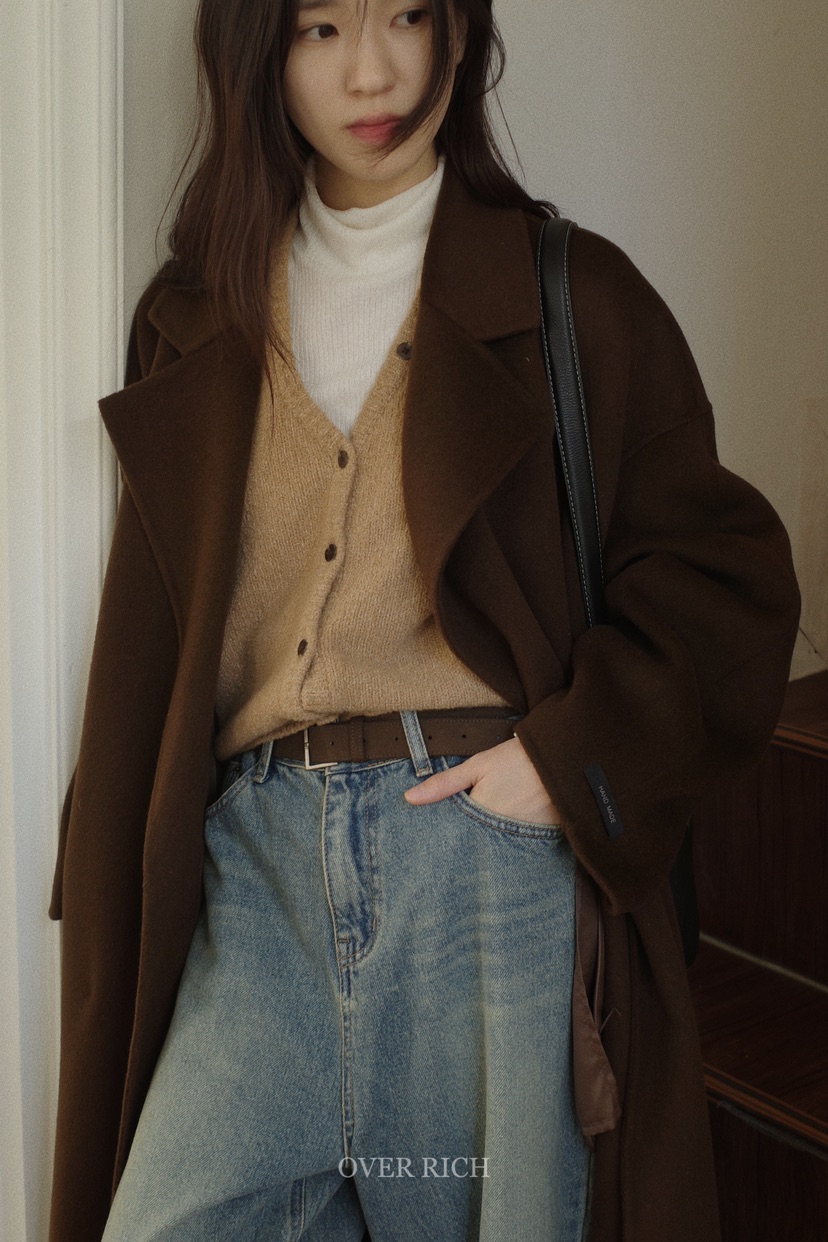 OVER RICH韓國直郵女裝新品24秋冬推薦時尚人氣中長款大衣OVER RICH中長款大衣