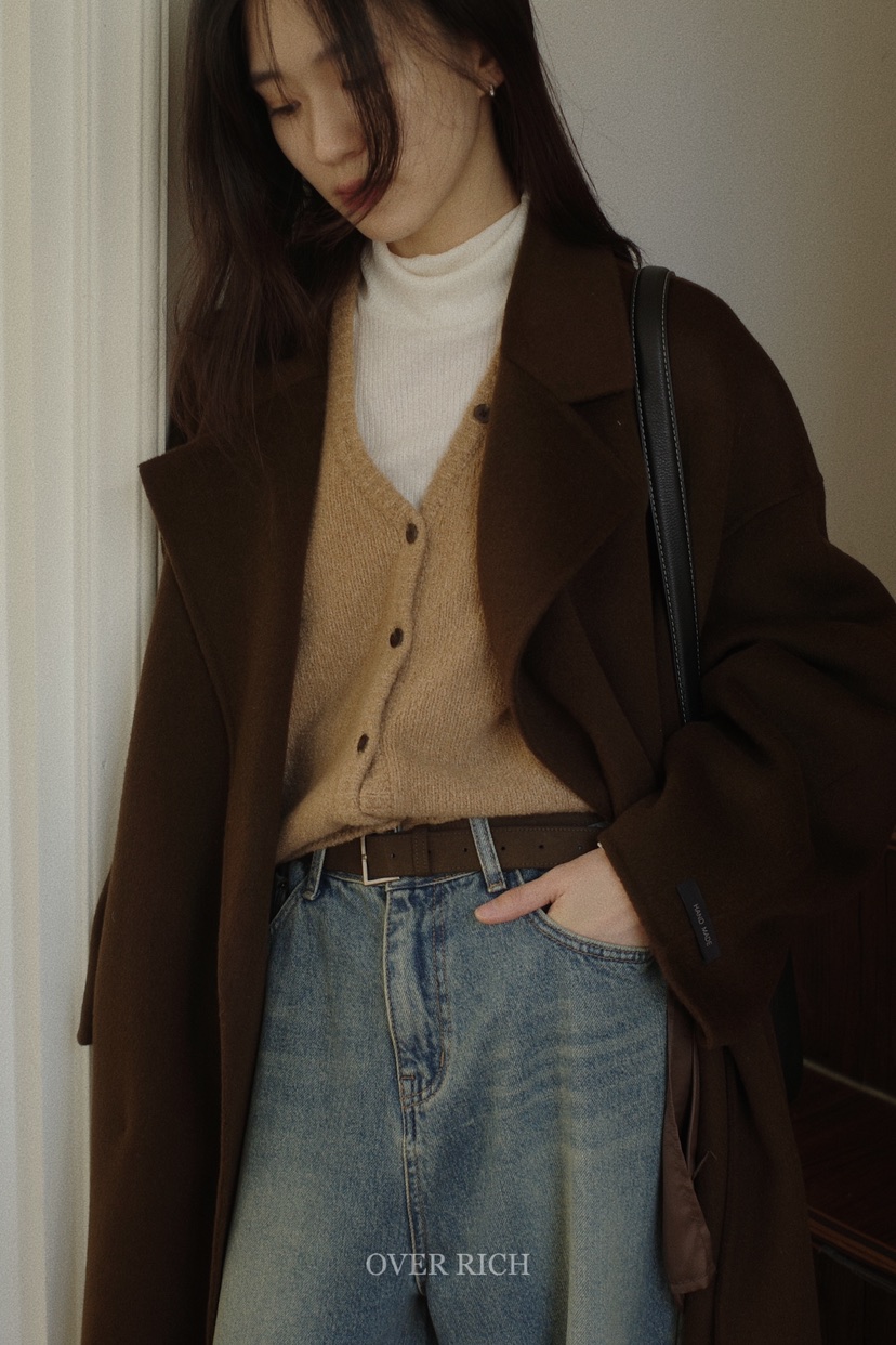 OVER RICH韓國直郵女裝新品24秋冬推薦時尚人氣中長款大衣OVER RICH中長款大衣