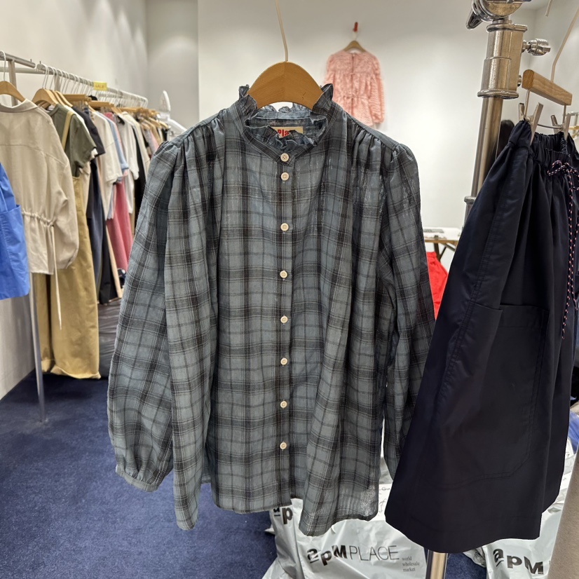 ALICE N GIA/PLAT韓國直郵東大門代購女裝新品24秋冬襯衫蕾絲衫格子Platseoul/ALICE N GIA襯衫/蕾絲衫圖色1