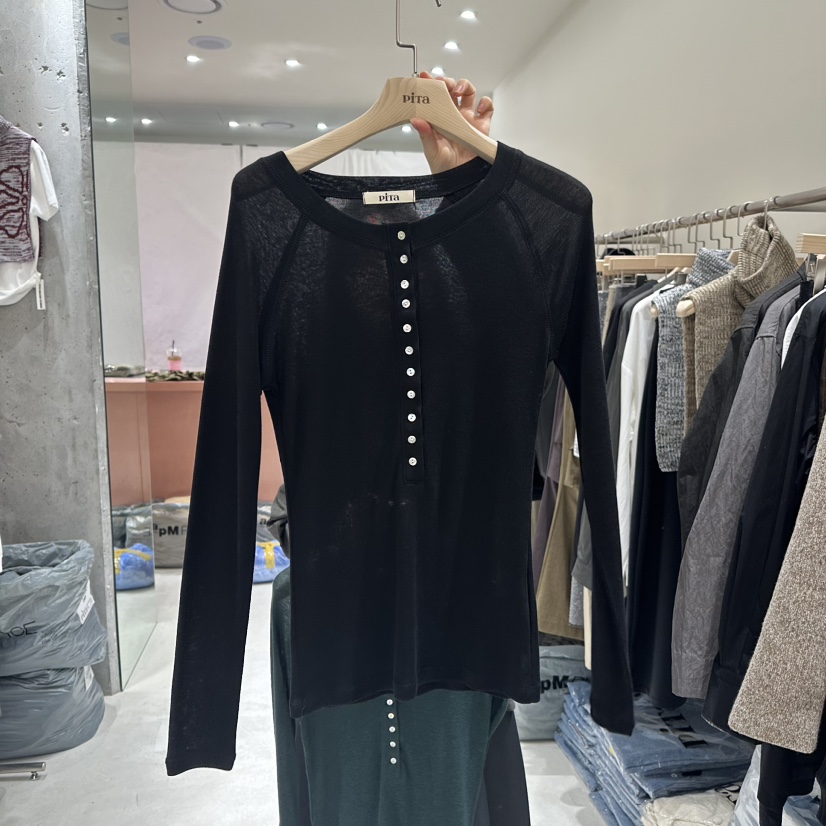 piTa韓國直郵東大門實拍女裝新品推薦職業真品24秋冬長袖T恤THE VERLIN/piTa長袖T恤圖色3