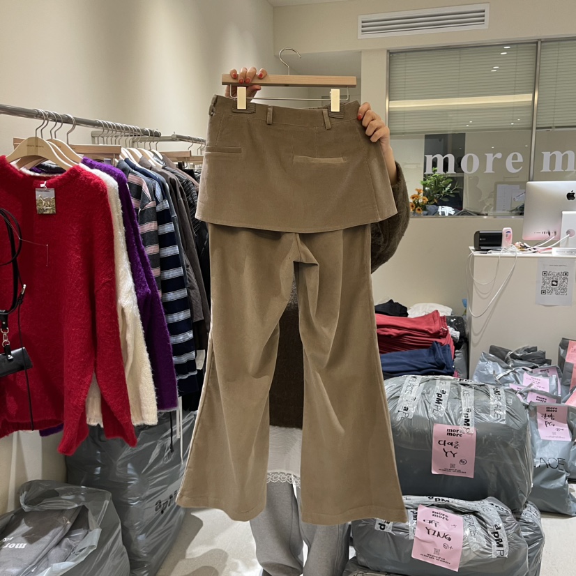 more more直郵韓國代購女裝新款熱賣人氣24秋冬裙褲燈芯絨more more裙褲