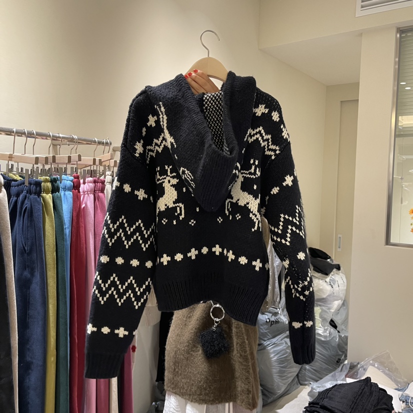 more more韓國直郵東大門代購女裝新品真品休閑毛衣拉鏈連帽more more毛衣
