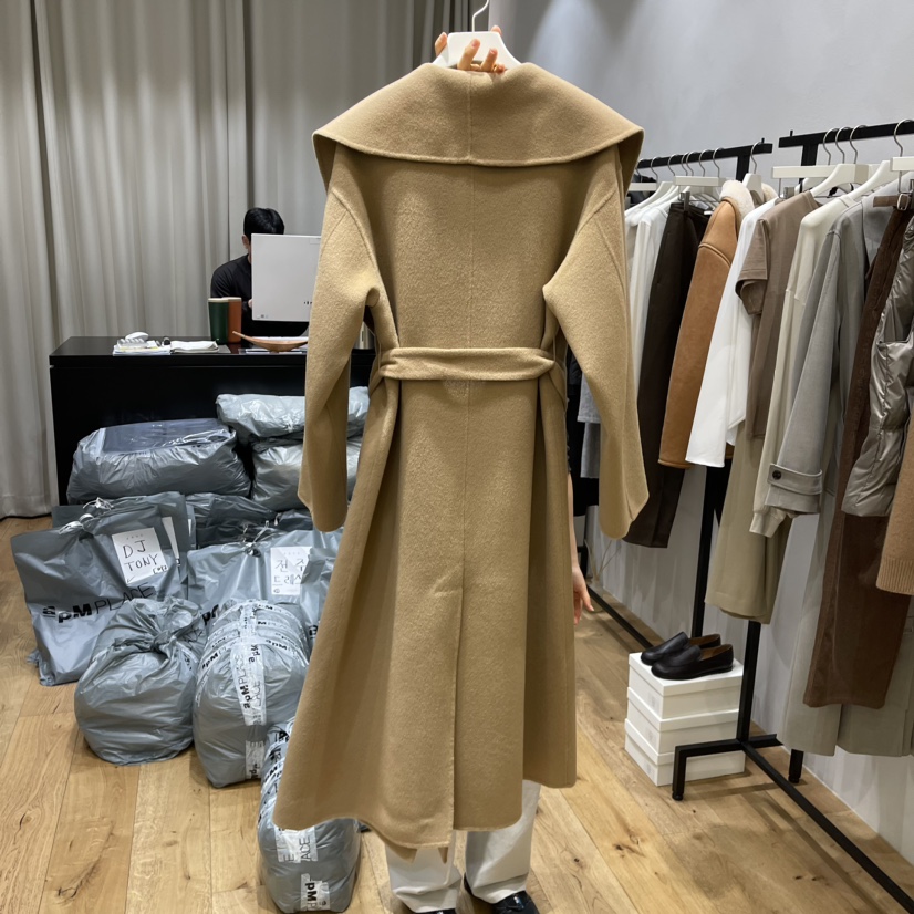 ARVE直郵韓國代購女裝新品休閑時尚推薦24秋冬中長款大衣含腰帶ARVE中長款大衣