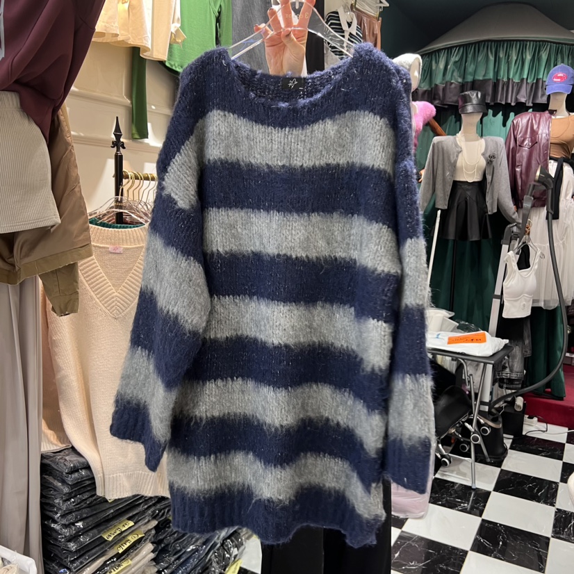 Three color韓國直郵東大門實拍女裝新品24秋冬針織衫羊毛Three color針織衫圖色3