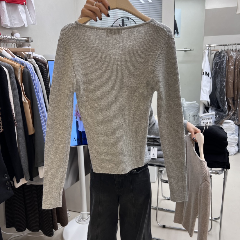ASCEND直郵韓國代購女裝新品真品職業休閑24秋冬針織衫羅紋ASCEND針織衫