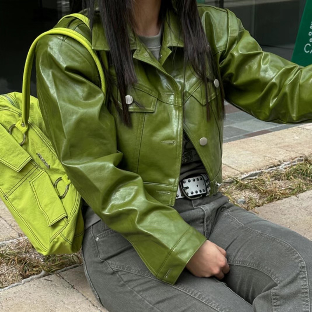 OUR HOUR直郵韓國代購女裝新品職業人氣真品夾克口袋皮革短款OUR HOUR夾克